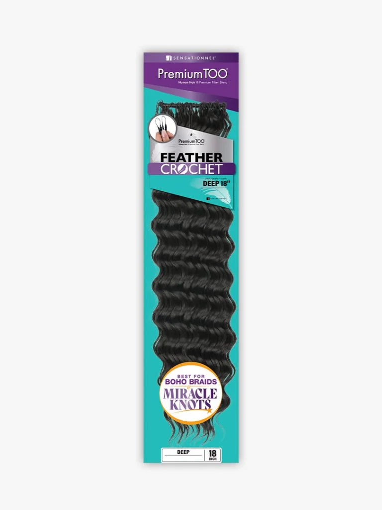 Sensationnel Premium Too Feather Crochet Deep Wave 18 Inch Human Hair Blend Braiding Hair - ANNS BEAUTY SUPPLY