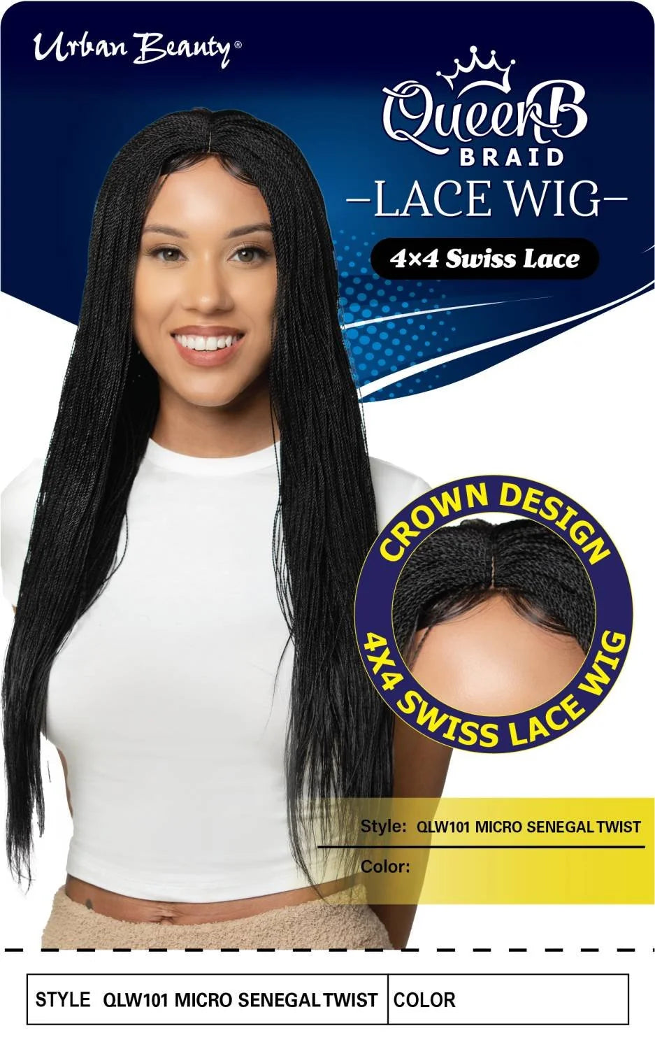 Urban Beauty Queen Braid 4x4 Swiss Lace Wig Micro Senegal Twist QLW101_Color 1