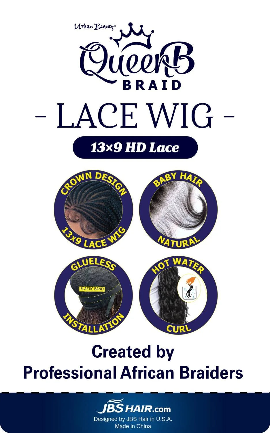 Urban Beauty Queen Braid Full Lace Wig Beyonce 13x9 HD Lace QLW205_1B