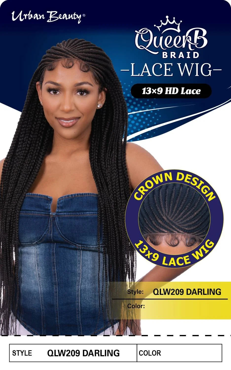 Urban Beauty Queen Braid 13x9 HD Lace Braided Wig Darling QLW209_1B