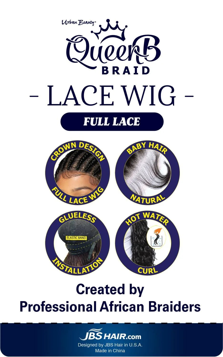 Queen B Braided Lace Wig Ghana Braid QLW301