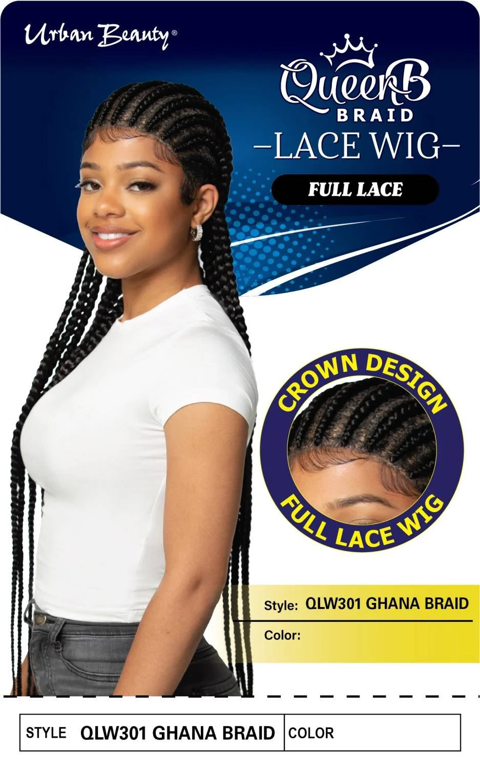 Queen B Braided Lace Wig Ghana Braid QLW301