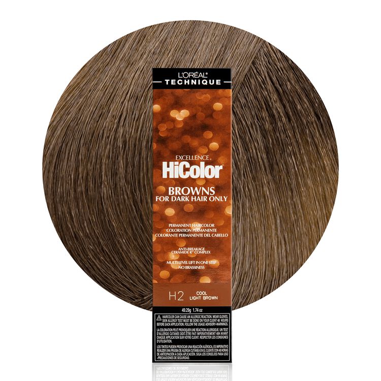 L'Oréal Excellence HiColor Browns Permanent Haircolor – H2 Cool Light Brown