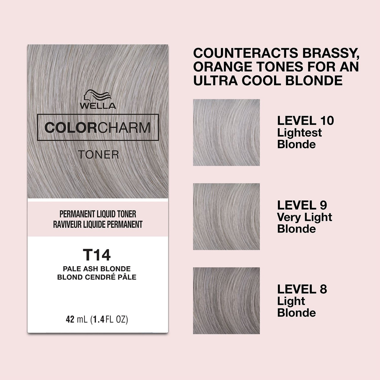 Wella Colorcharm Permanent Liquid Toner T14 Pale Ash Blonde 1.4 FL OZ (42 mL)