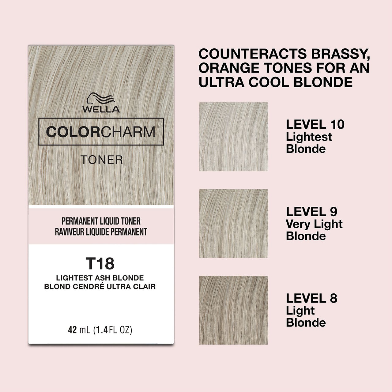Wella ColorCharm Permanent Liquid Toner T18 Lightest Ash Blonde 1.4 fl. oz. / 42 mL