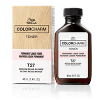 Wella Colorcharm Permanent Liquid Toner T27 Medium Beige Blonde 1.4 FL OZ (42 mL)
