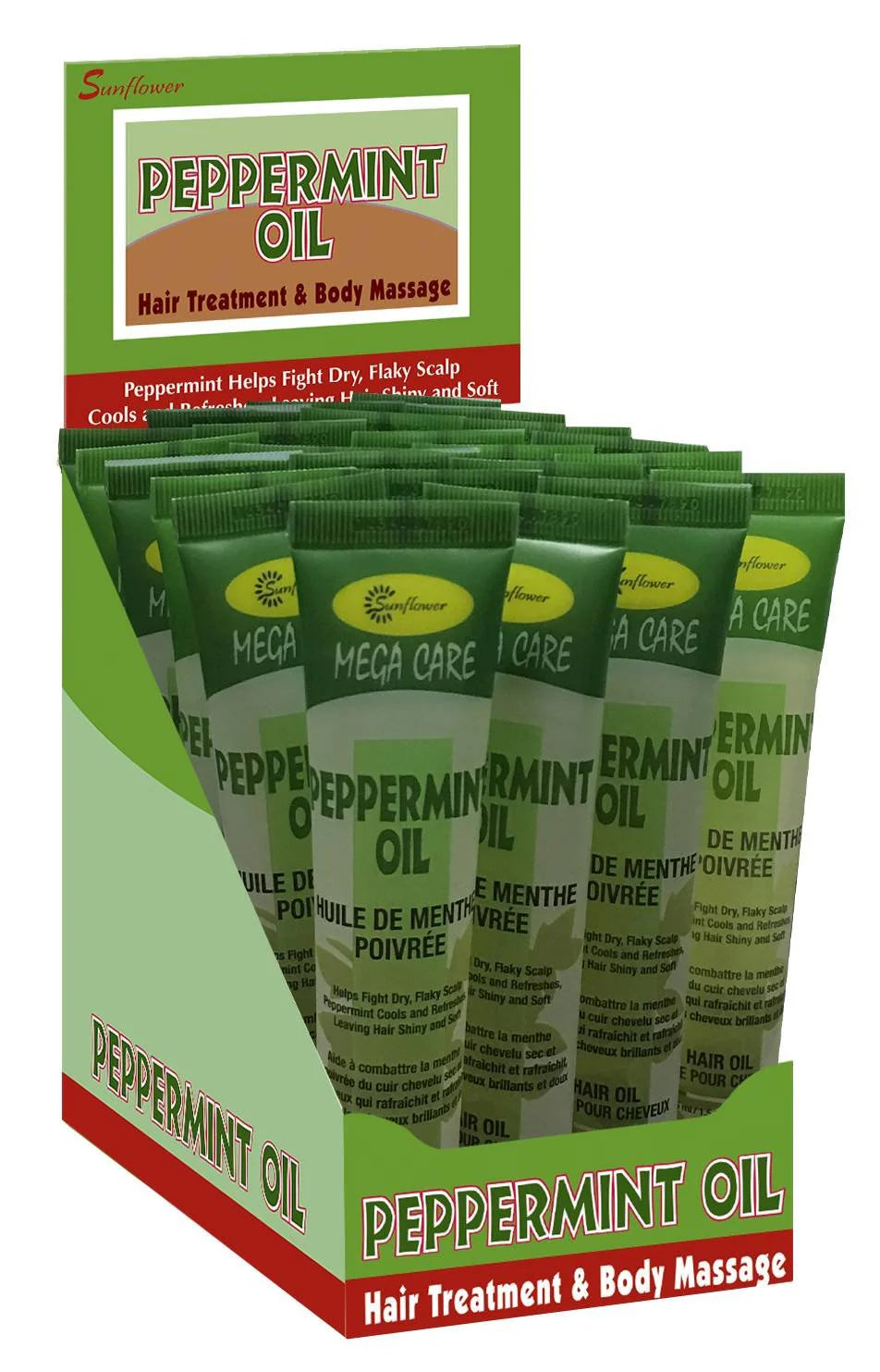 Sunflower Mega Care Peppermint Oil Hair Treatment and Body Massage Tube 1.5oz - ANNS BEAUTY SUPPLY