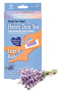 Poshmellow Honey Dew You Hair Removal Wax Strips Legs and Body Lavender Oil 20 Count - ANNS BEAUTY SUPPLY