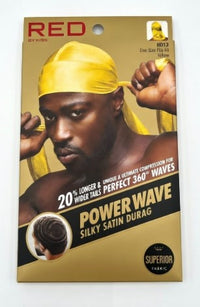 Red By Kiss Power Wave Silky Satin Durag Yellow HD13 - ANNS BEAUTY SUPPLY