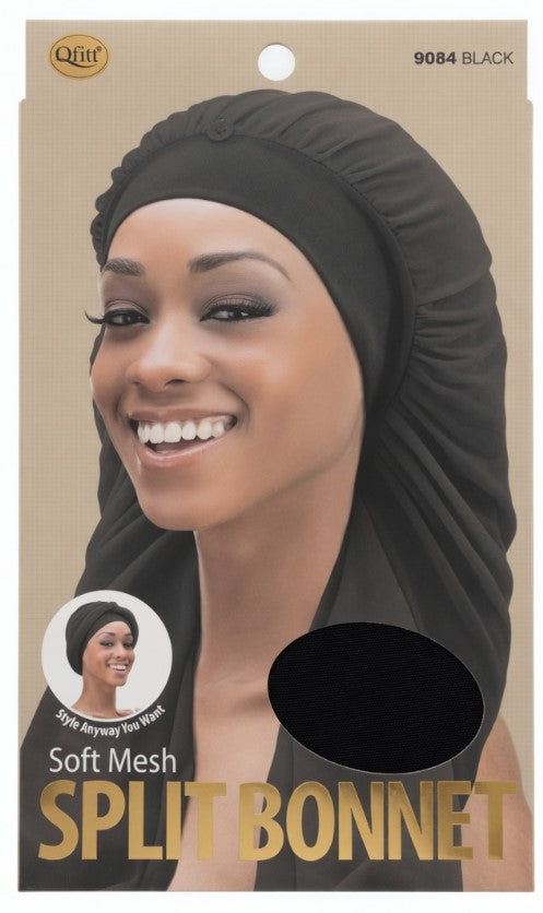 Qfitt Soft Mesh Split Bonnet (Model #9084) - Black - ANNS BEAUTY SUPPLY