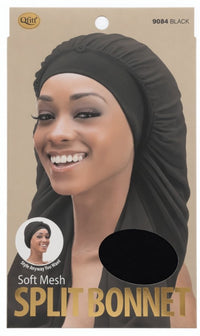 Qfitt Soft Mesh Split Bonnet (Model #9084) - Black - ANNS BEAUTY SUPPLY