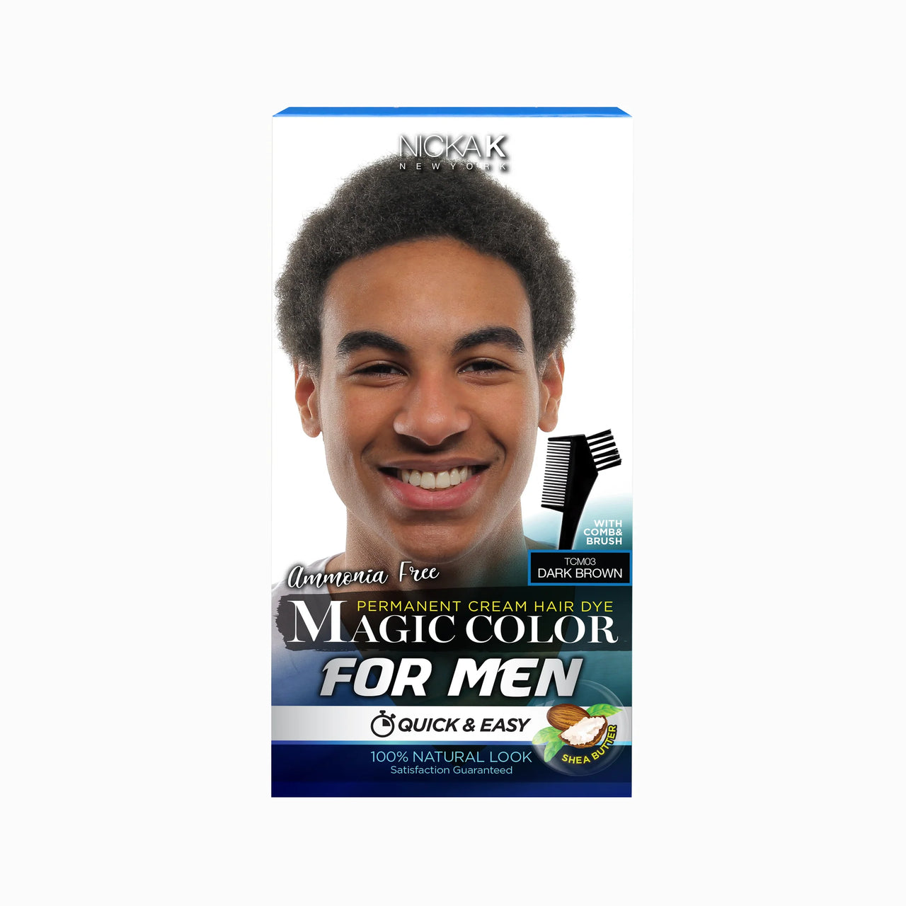 Nicka K New York Magic Color for Men Permanent Cream Hair Dye Dark Brown - ANNS BEAUTY SUPPLY