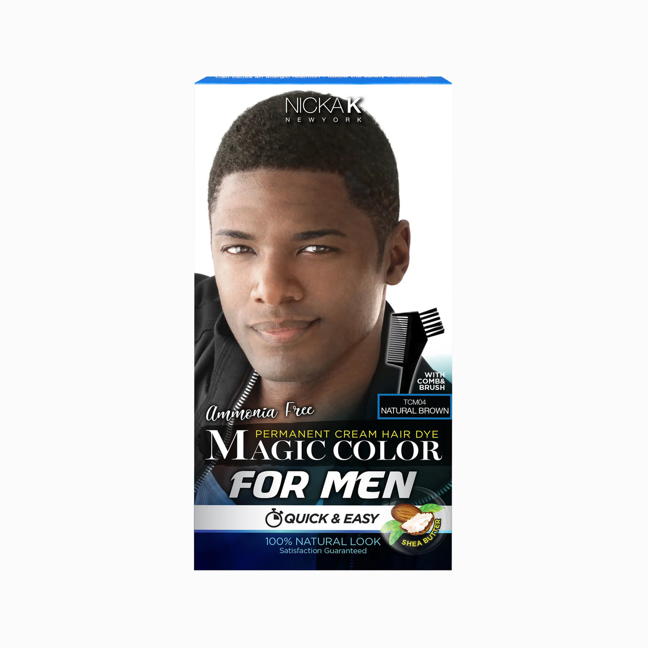 Nicka K New York Magic Color for Men Permanent Cream Hair Dye Natural Brown - ANNS BEAUTY SUPPLY