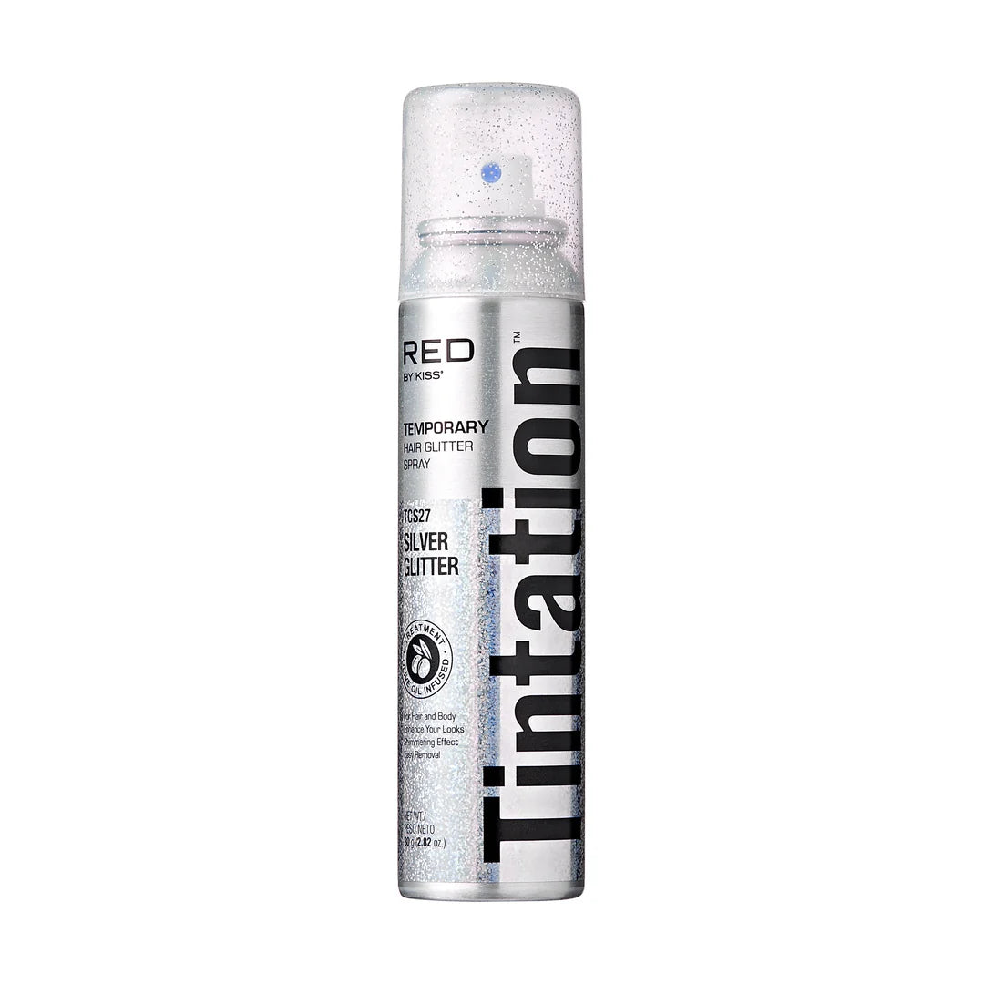 Red by Kiss Tintation Temporary Hair Glitter Spray – Silver Glitter TSC27