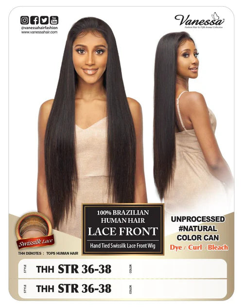 THH STR 36-38 Unprocessed 100% Brazilian Human Hair Lace Front Wig by Vanessa