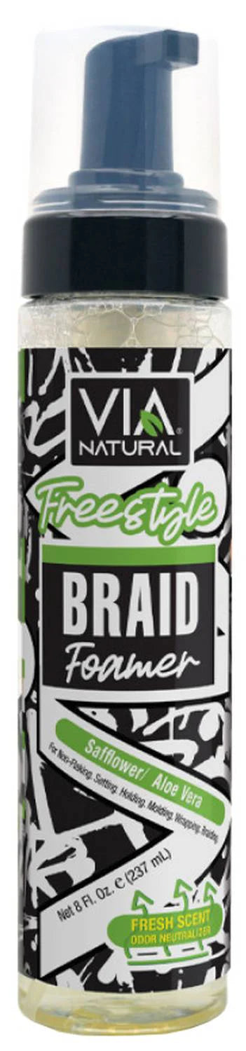VIA Natural Freestyle Braid Foamer Safflower Aloe Vera 8 oz - ANNS BEAUTY SUPPLY