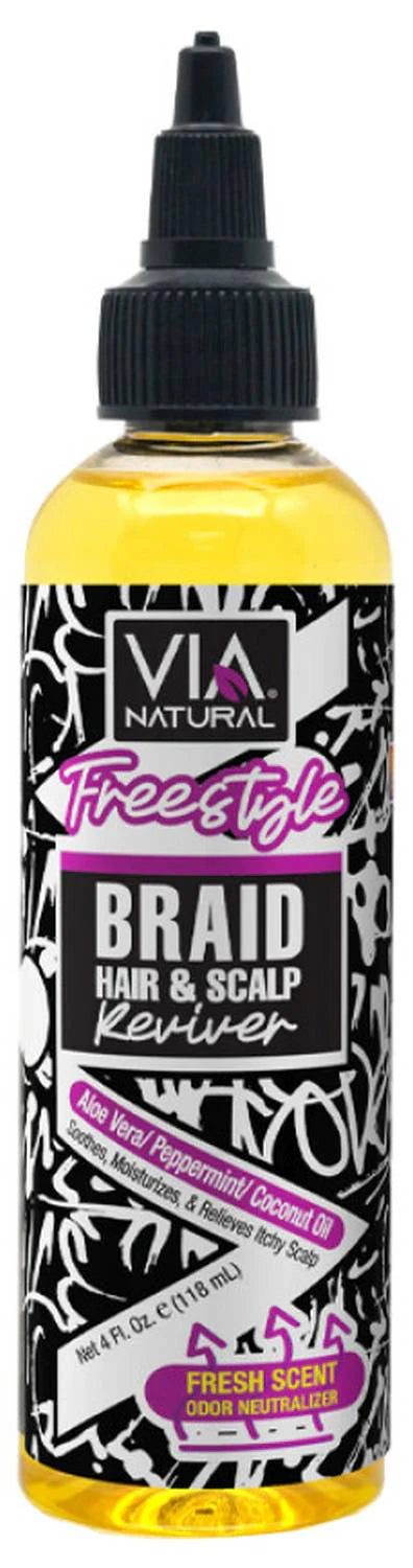 VIA Natural Freestyle Braid Hair and Scalp Reviver Aloe Peppermint Coconut Oil 4 Oz - ANNS BEAUTY SUPPLY