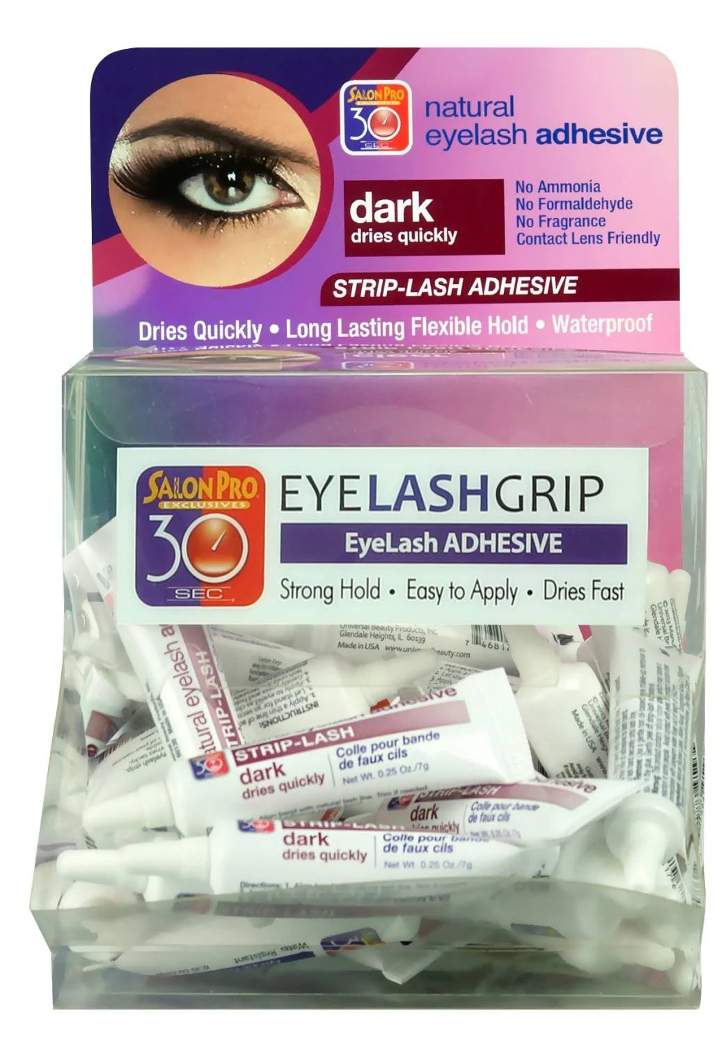 Salon Pro 30 Sec Eyelash Grip Strip Lash Adhesive Dark Tube 0.25oz - ANNS BEAUTY SUPPLY
