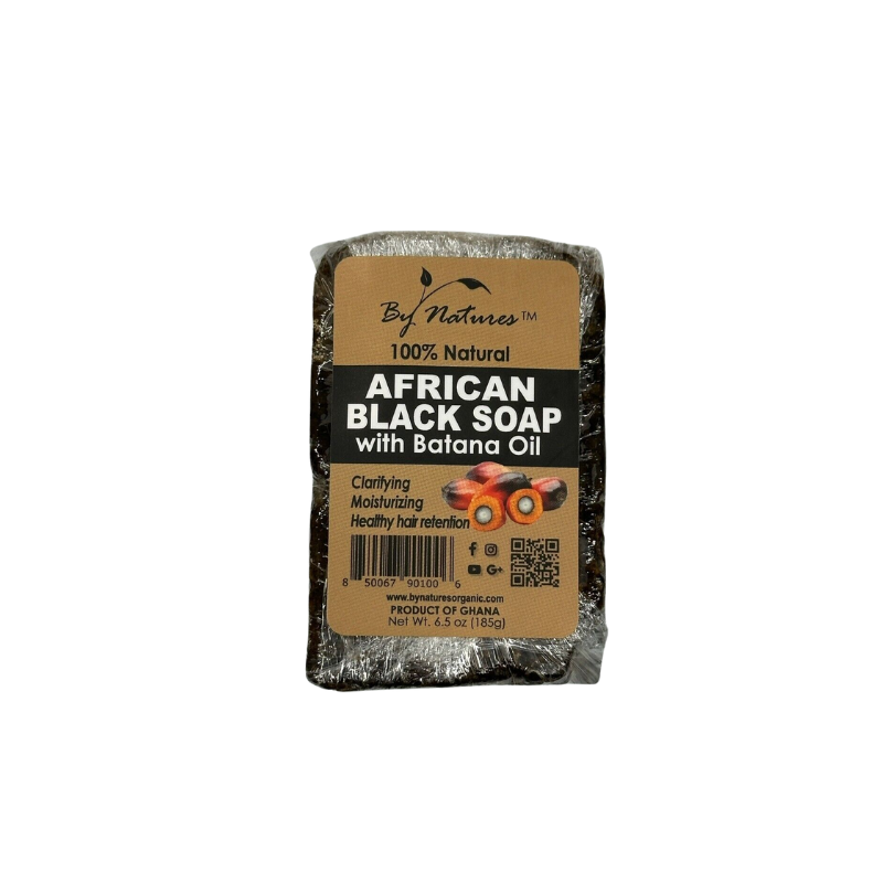 By NATURE'S 100% Natural African Black Soap with Batana Oil – 6.5 oz