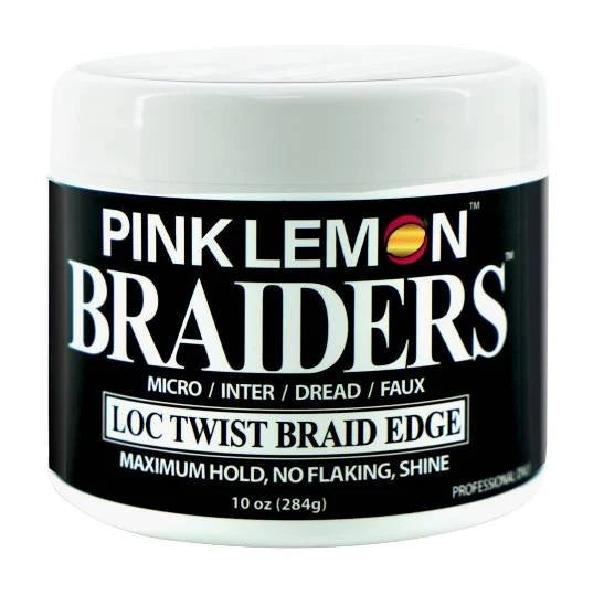 Pink Lemon Braiders Loc Twist Braid Edge Gel – Maximum Hold 10 oz
