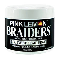 Pink Lemon Braiders Loc Twist Braid Edge Gel – Maximum Hold 10 oz