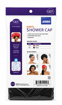 Qfitt Jumbo Vinyl Shower Cap Black #198 - ANNS BEAUTY SUPPLY