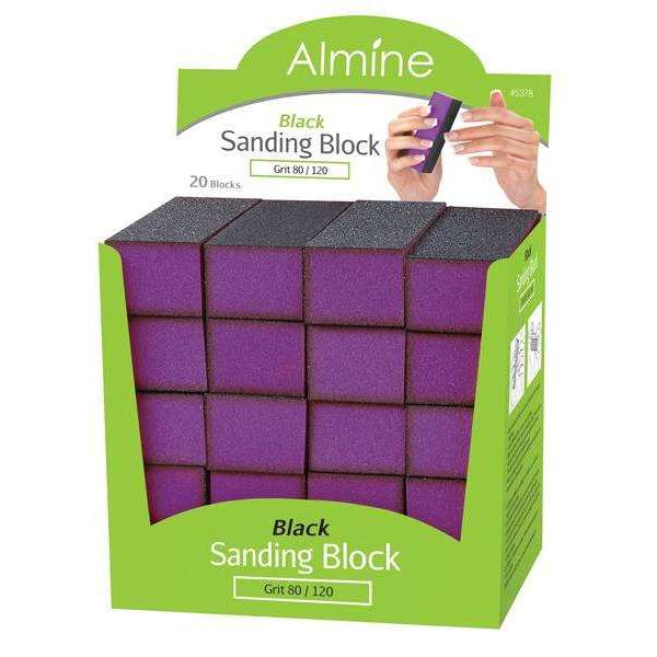 Almine Black Sanding Block 80 120 Grit 05378 1 Piece - ANNS BEAUTY SUPPLY
