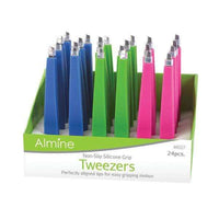 Almine Tweezers With Silicone Grip 1 Piece 6027 - ANNS BEAUTY SUPPLY