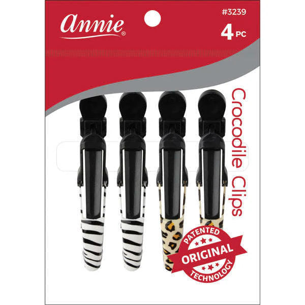 Annie Crocodile Clips 4 Pack Zebra Leopard 3239