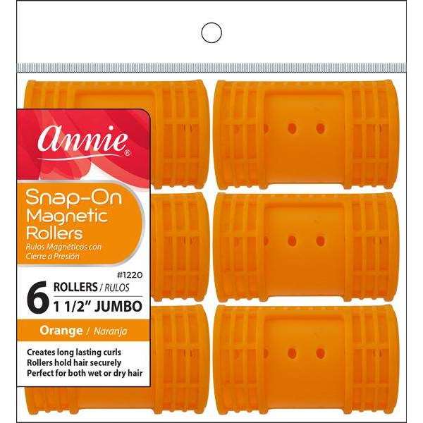 Annie Snap-On Magnetic Rollers – Jumbo 1-1/2" Orange 6 Pcs 1220 - ANNS BEAUTY SUPPLY