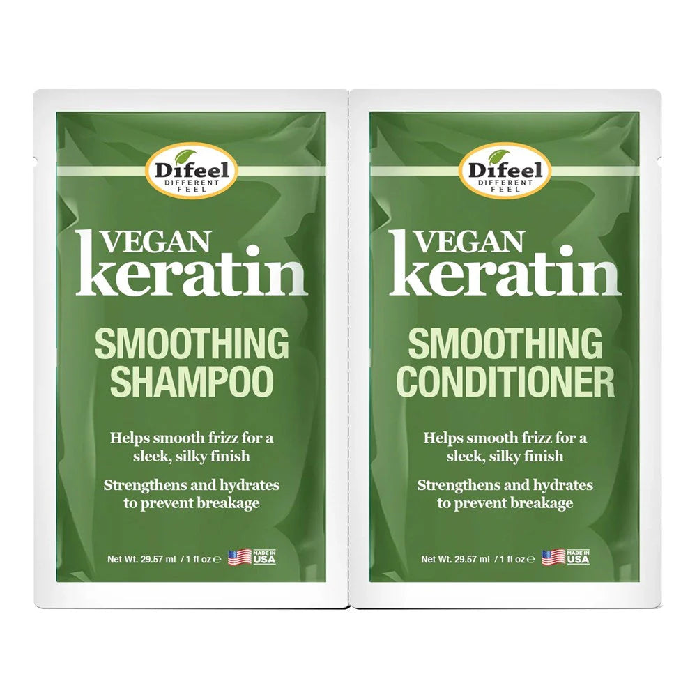 Difeel Vegan Keratin Smoothing Shampoo & Conditioner Duo Travel Packets (1 oz Each) - ANNS BEAUTY SUPPLY