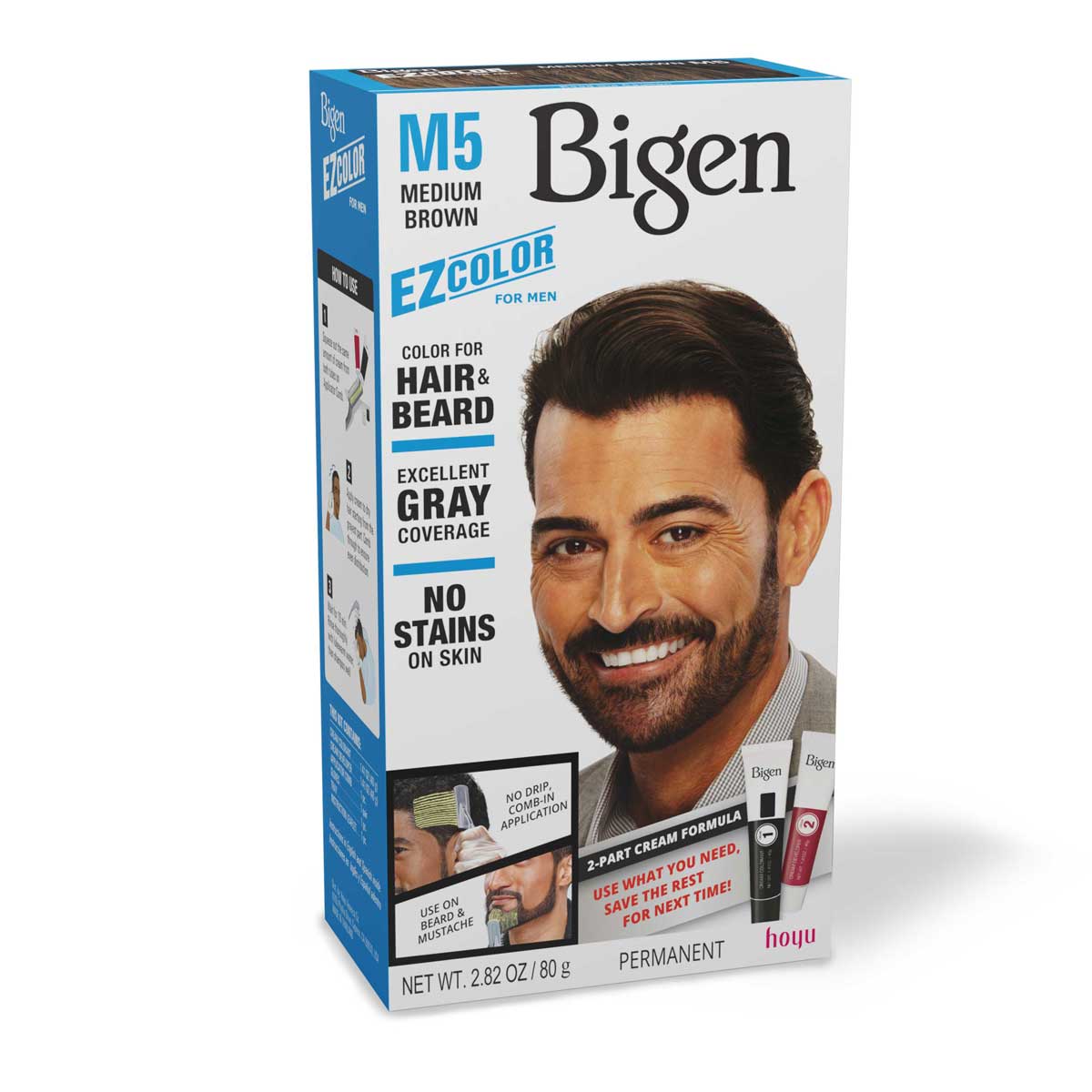 Bigen EZ Color for Men Permanent Hair & Beard Color M5 Medium Brown 2.82 oz - ANNS BEAUTY SUPPLY
