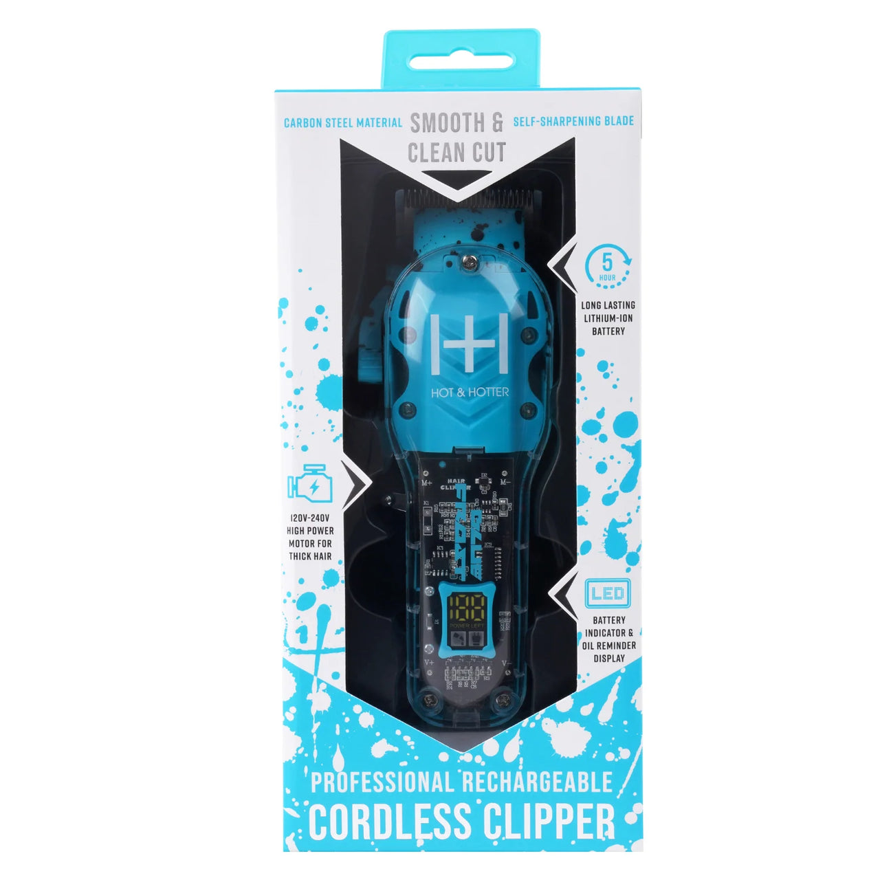 Hot & Hotter Professional Rechargeable Clippers Blue Frost - ANNS BEAUTY SUPPLY