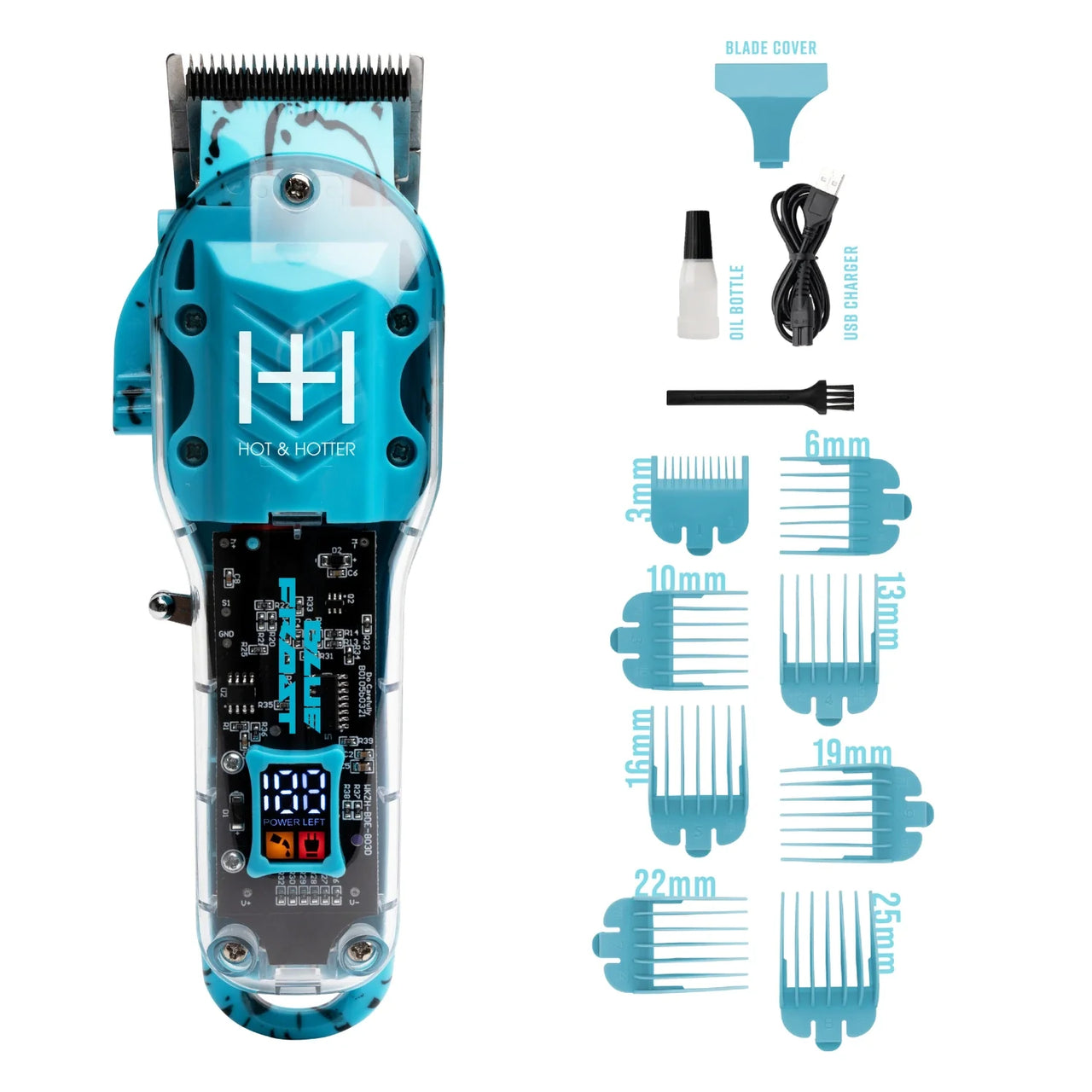 Hot & Hotter Professional Rechargeable Clippers Blue Frost - ANNS BEAUTY SUPPLY