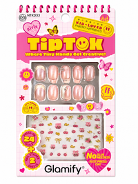 Glamify TipTok Kids Press On Nails Set with Nail Stickers No Glue Needed 24 Nails NTKD33 - ANNS BEAUTY SUPPLY