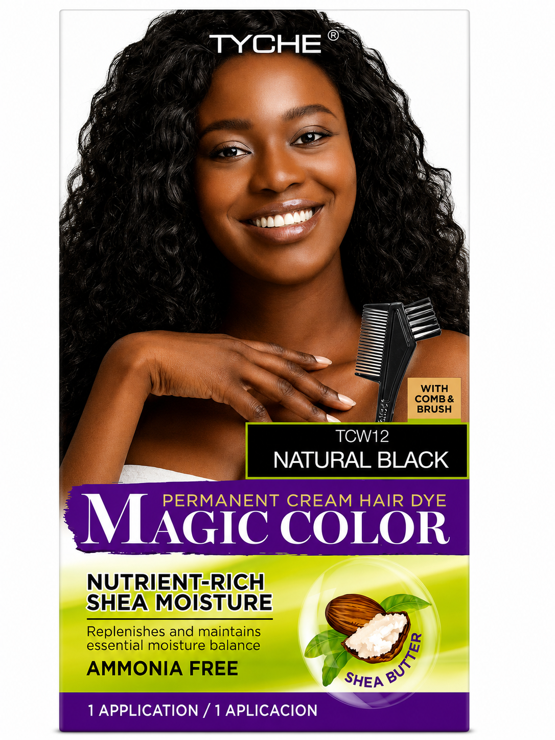 Tyche Magic Color Permanent Cream Hair Dye Natural Black TCW12