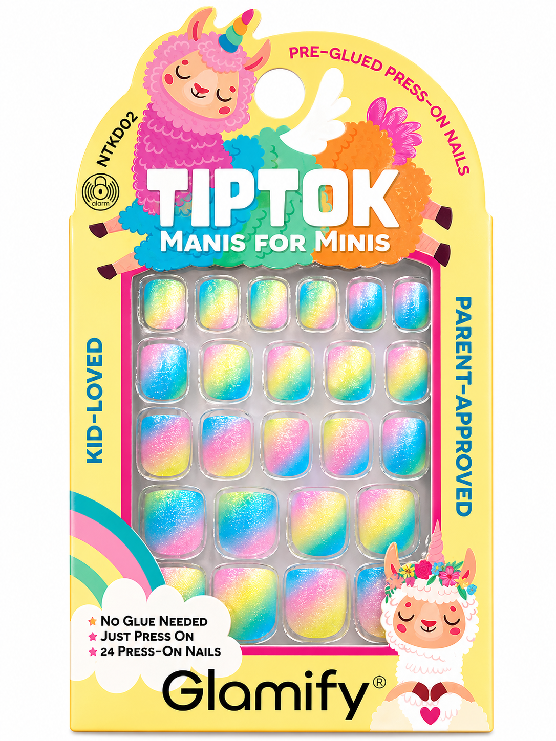 Glamify TipTok Kids Press On Nails Set Rainbow Gradient Design No Glue Needed 24 Nails NTKD02 - ANNS BEAUTY SUPPLY