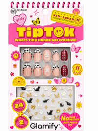 Glamify TipTok Kids Press On Nails Set Cat Design with Nail Stickers No Glue Needed 24 Nails NTKD31 - ANNS BEAUTY SUPPLY