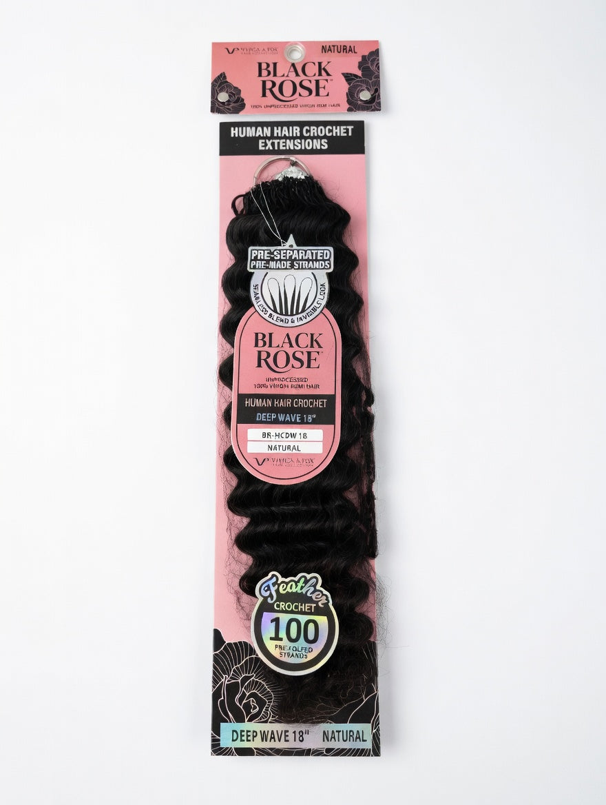 Vivica A. Fox Black Rose Feather Crochet 100% Unprocessed Virgin Remi Human Hair – Deep Wave 18" - ANNS BEAUTY SUPPLY