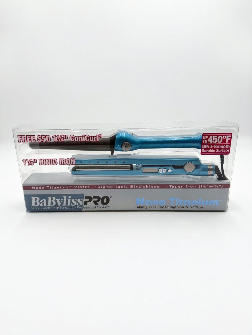 BaBylissPRO Nano Titanium Limited Edition Ultra-Thin Flat Iron Duo (1" & 1.5") - ANNS BEAUTY SUPPLY