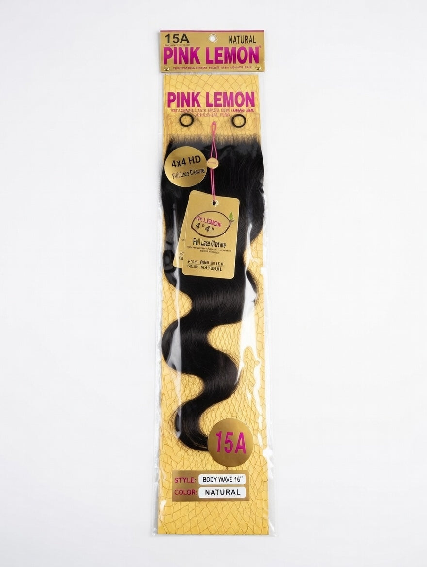 Pink Lemon 15A 4x4 HD Full Lace Closure Body Wave 16 Inch Natural - ANNS BEAUTY SUPPLY