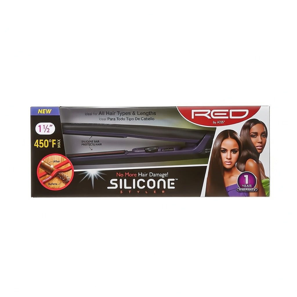 KISS RED Silicone Styler Flat Iron 1½ - ANNS BEAUTY SUPPLY