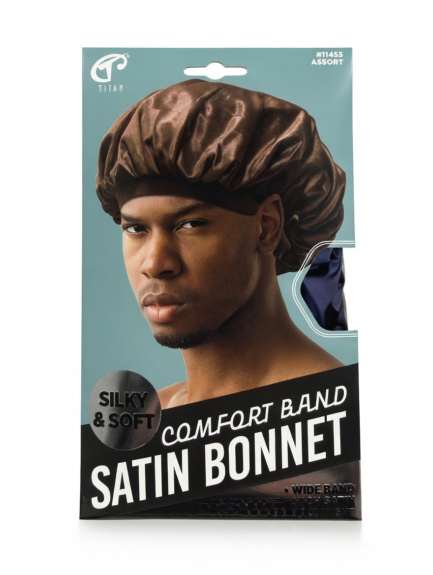 Titan Comfort Band Satin Bonnet - Silky Soft Wide Band, Brown #11455 ASSORT - ANNS BEAUTY SUPPLY