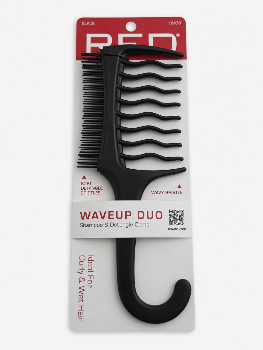 RED by Kiss WAVEUP DUO: Shampoo & Detangle Comb (HM73) - Black - ANNS BEAUTY SUPPLY