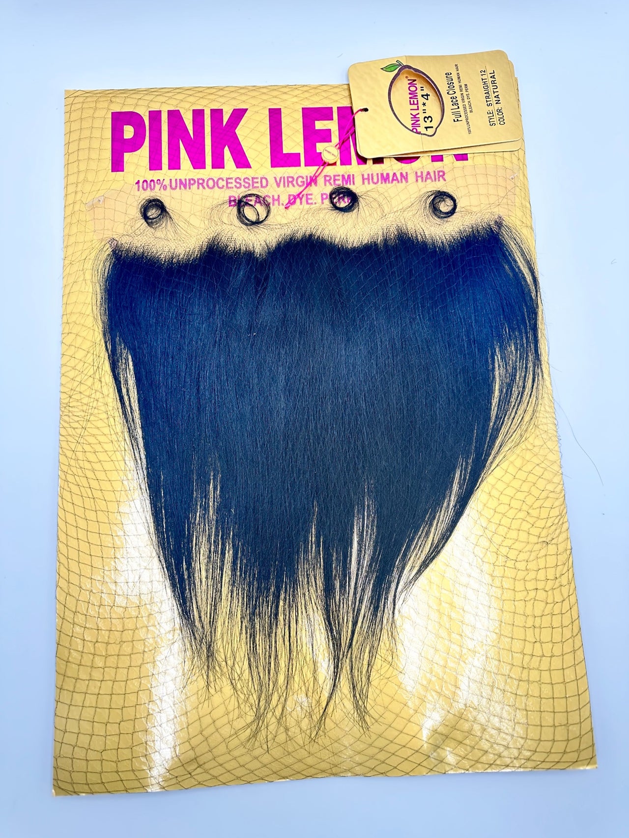 Pink Lemon Straight 13"x4" Full Lace Closure 12" – Natural