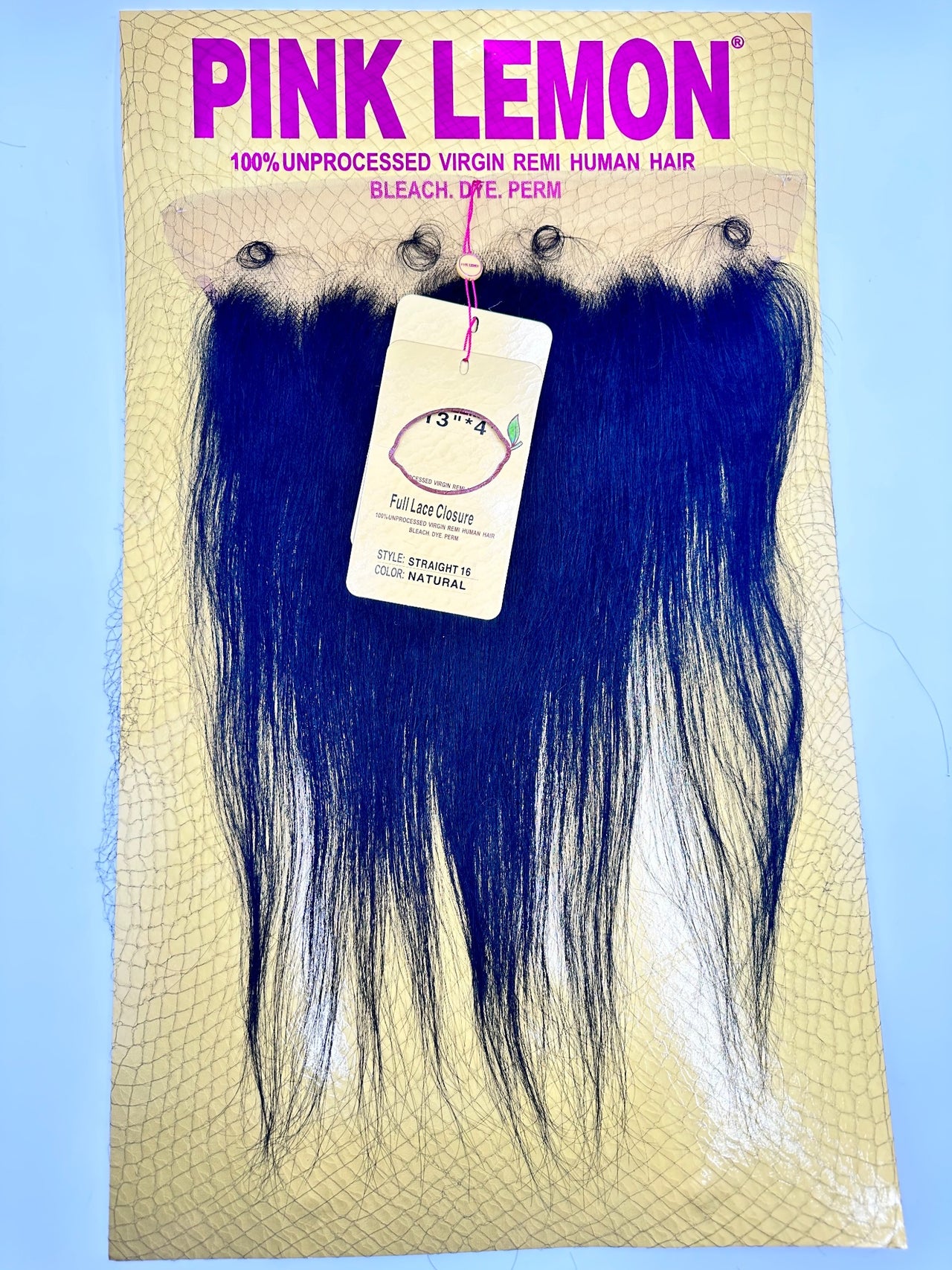 Pink Lemon Straight 13"x4" Full Lace Closure 16" – Natural