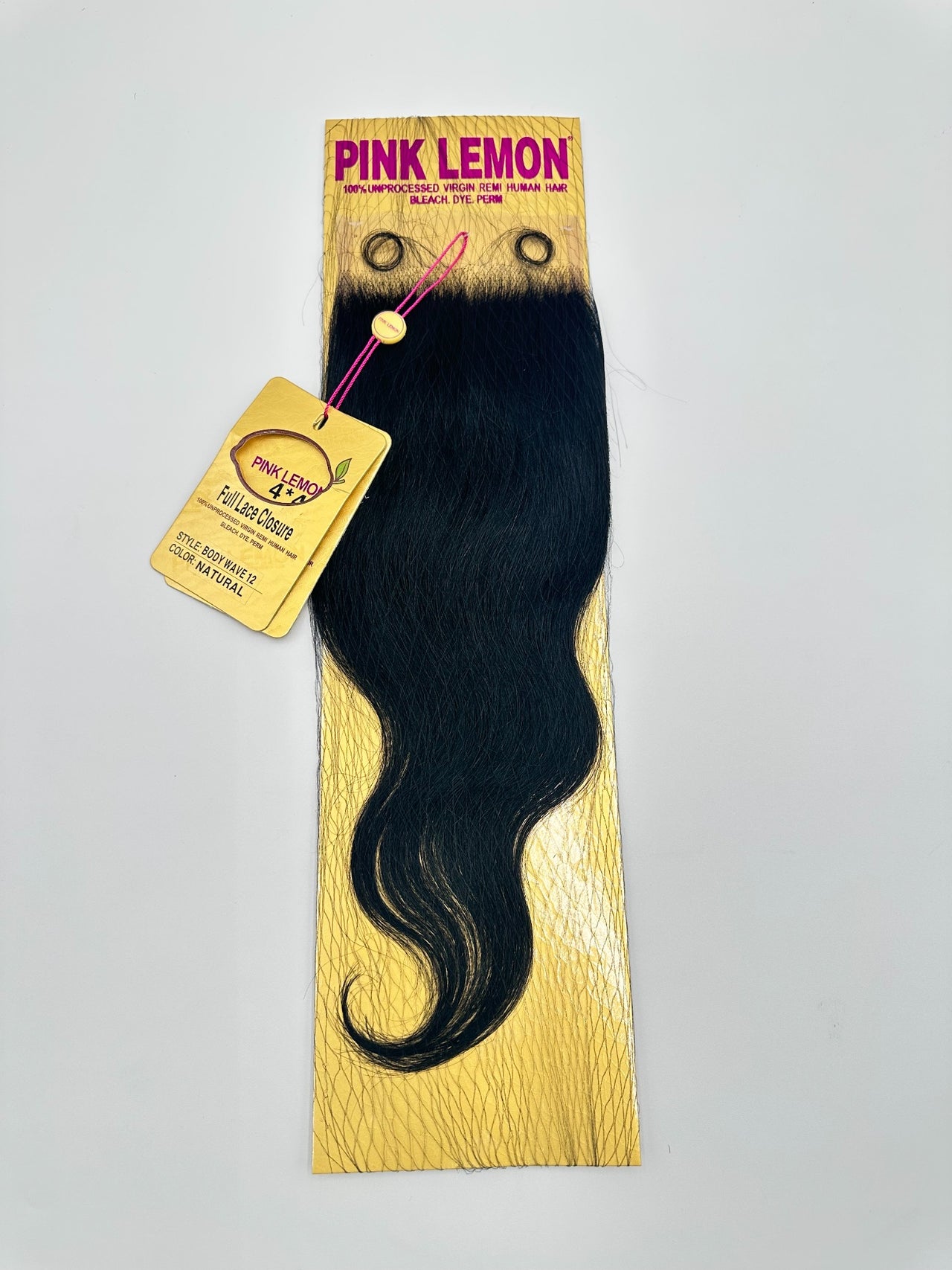 Pink Lemon Body Wave 4"x4" Full Lace Closure – Natural