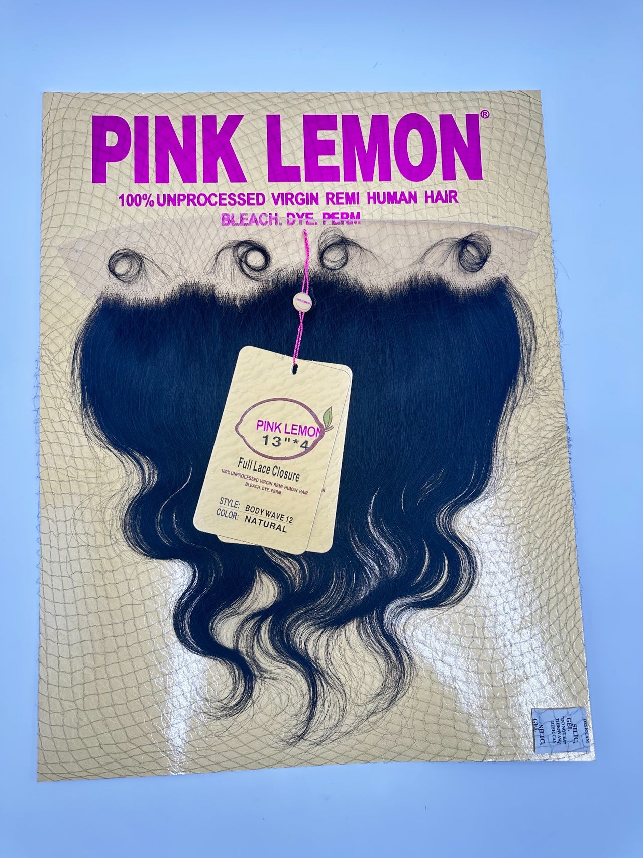 Pink Lemon Body Wave 13"x4" Full Lace Closure 12"