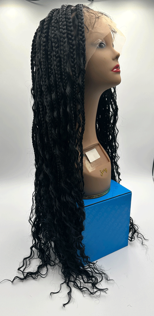 Kara Syn Queen Braid Nigeria Boho Knotless 13x4 Lace Front Wig 30 Inch - ANNS BEAUTY SUPPLY