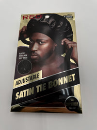 RED Premium Adjustable Satin Tie Bonnet Black X Large HD231 - ANNS BEAUTY SUPPLY